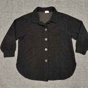 If She Loves Black Textured Shirt Jacket